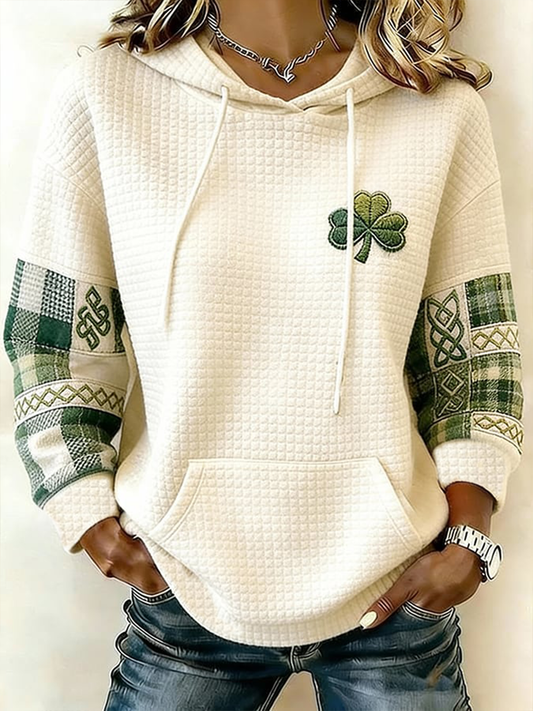 Women's St. Patrick's Day Shamrock Llarge-sized Hooded Sweatshirt