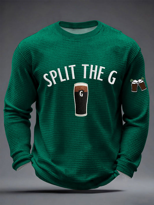 Men's St. Patrick's Day Split the G Printed Waffle Long Sleeve T-Shirt