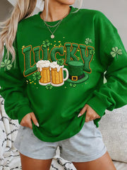 Women's St. Patrick's Day Funny Beer  Lucky Shamrock  Sweatshirt