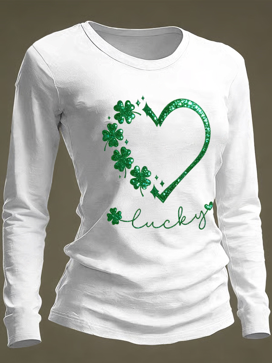 Women's  St. Patrick's Day Round neck long sleeve T-shirt