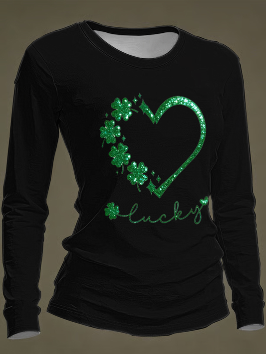 Women's  St. Patrick's Day Round neck long sleeve T-shirt