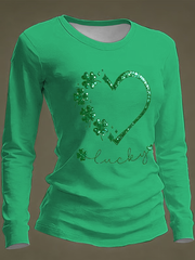 Women's  St. Patrick's Day Round neck long sleeve T-shirt