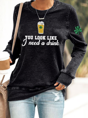 Women's  St. Patrick's Day Polyester Waisted Sweatshirt