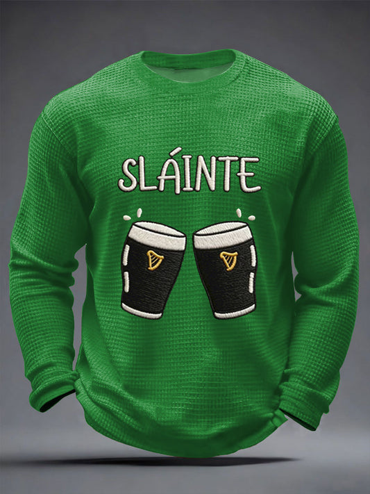 Men's Sláinte St. Patrick's Day Waffle Long Sleeve T-Shirt