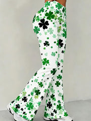 Women‘s St. Patrick's Day Shamrocks Print Casual Pants