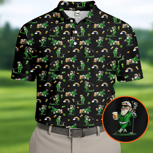 Men's Funny St. Patrick's Day Leprechaun Print Casual Polo