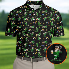 Men's Funny St. Patrick's Day Leprechaun Print Casual Polo