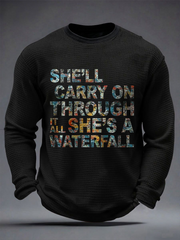 Men's Lemon Roses Music Lover Printed Waffle Long Sleeve T-Shirt