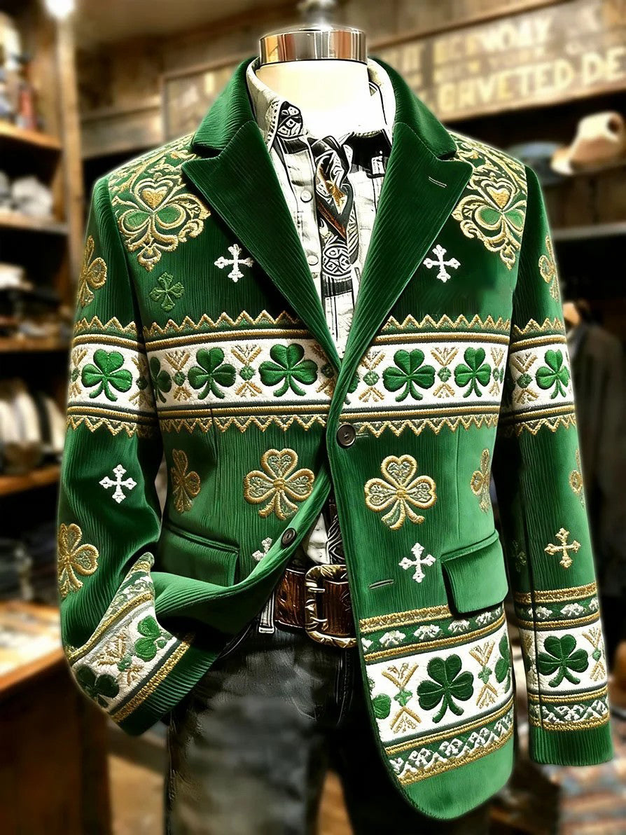 Men's St. Patrick's Day Print Casual Lapel Suit
