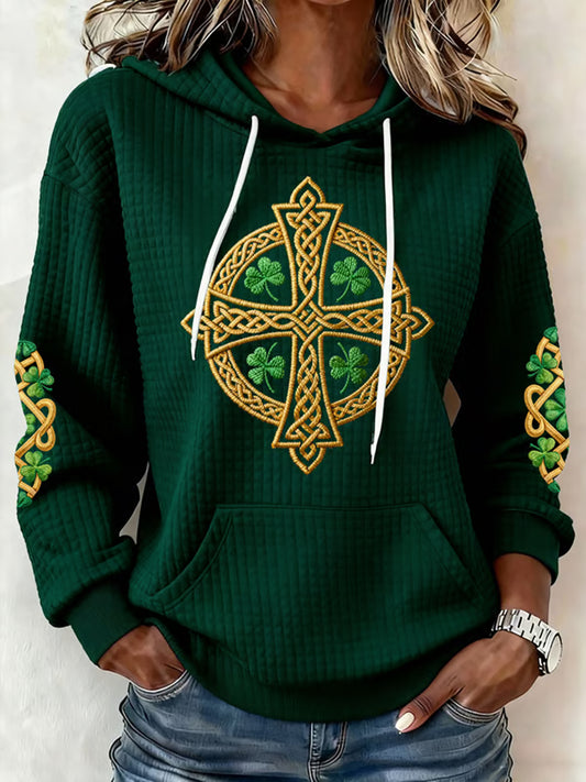 Women's St. Patrick's Day Print Large-sized Hooded Sweatshirt