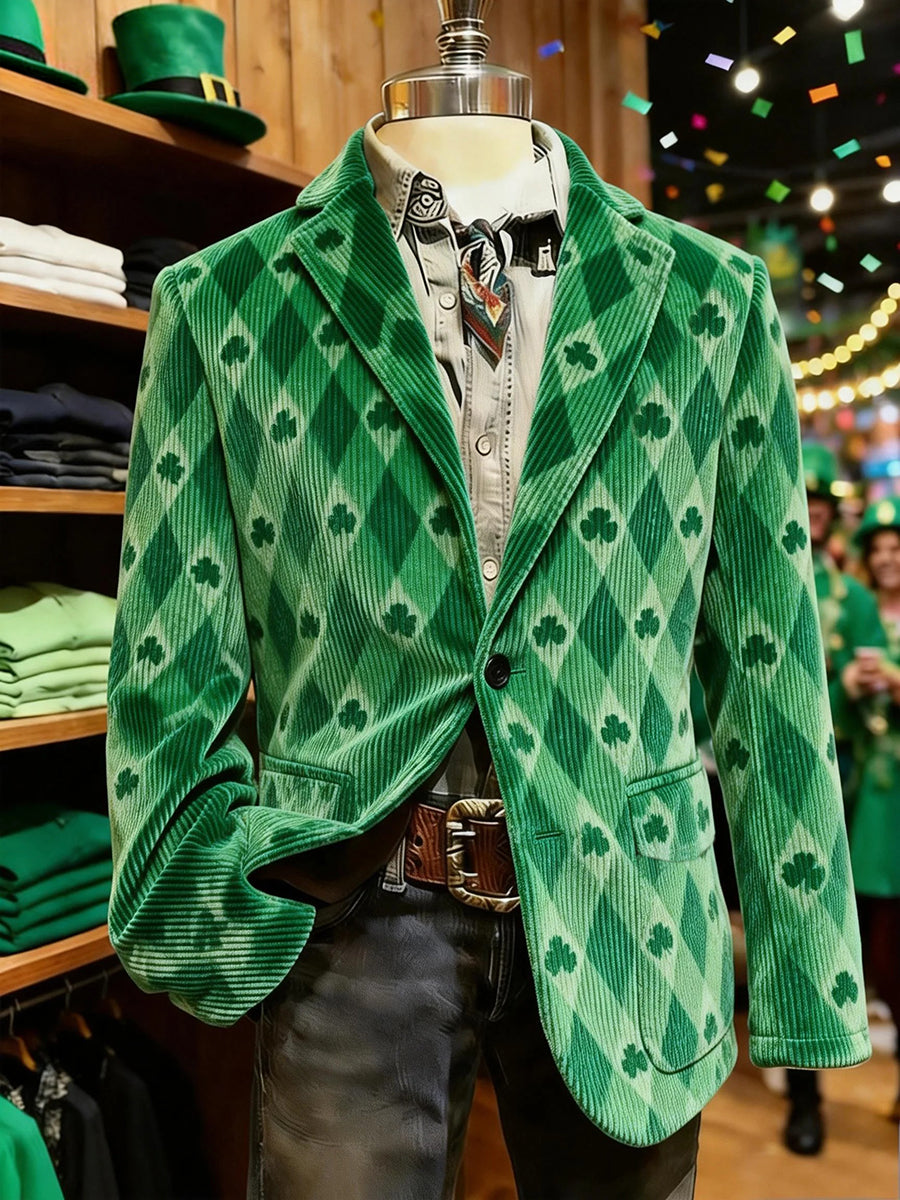 Men's St. Patrick's Day Shamrocks Print Casual Suit