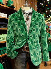 Men's St. Patrick's Day Shamrocks Print Casual Suit