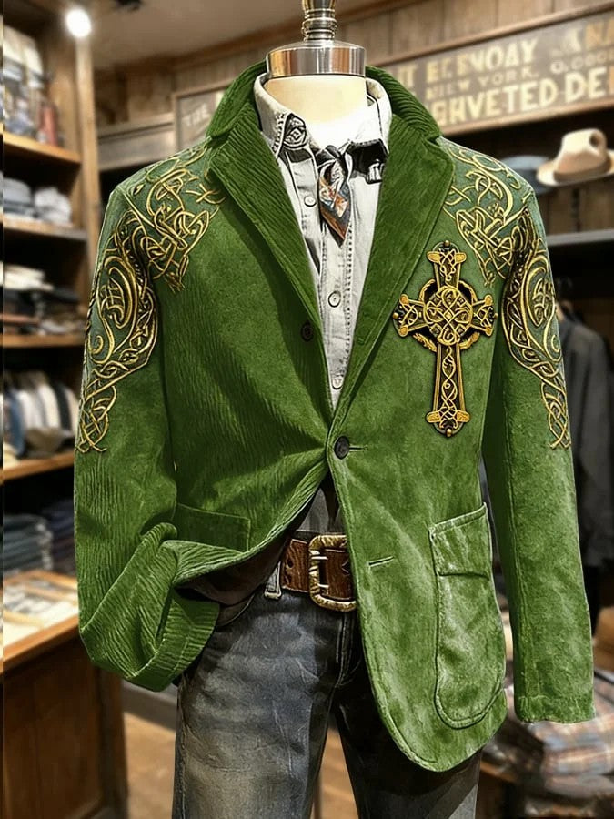 Men's St. Patrick's Day Print Casual Lapel Suit