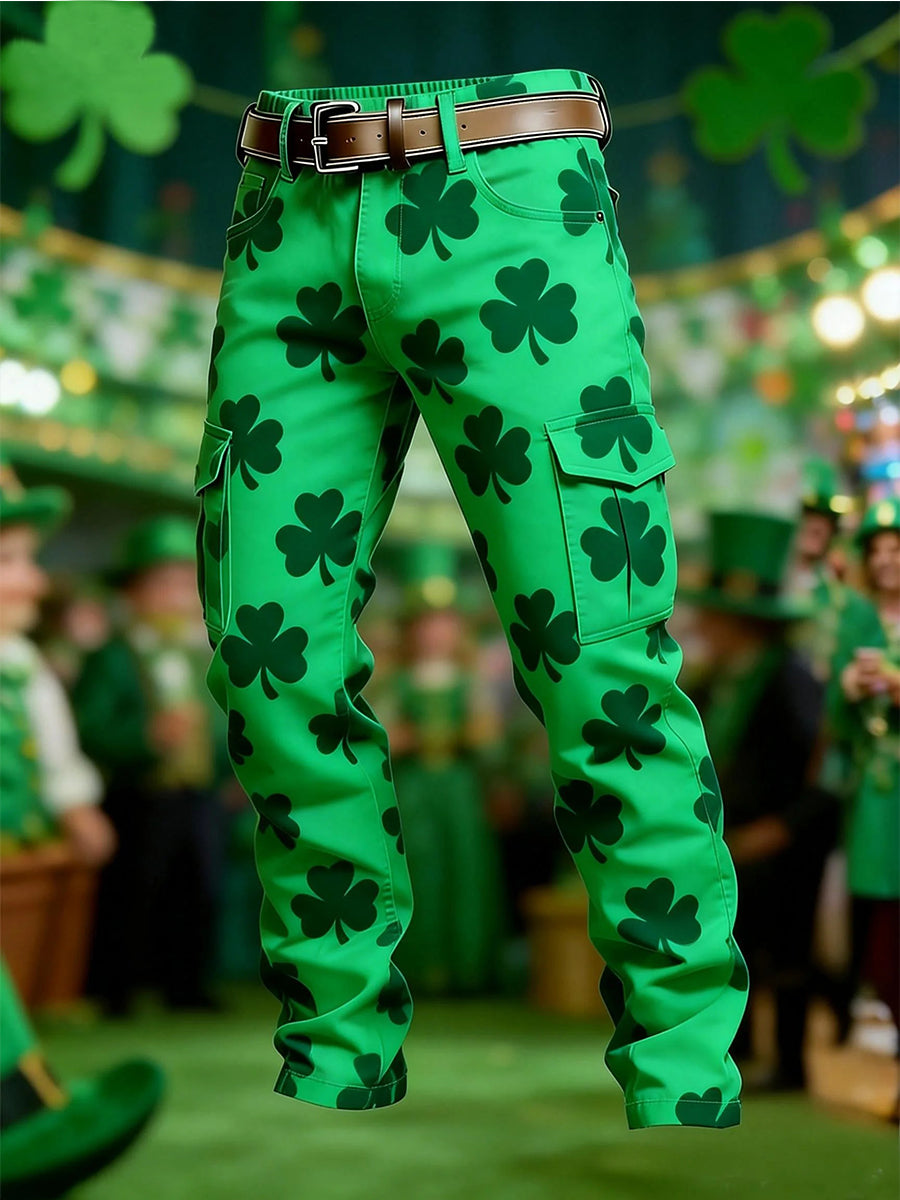 Men's St. Patrick's Day Shamrocks Print Casual Pants