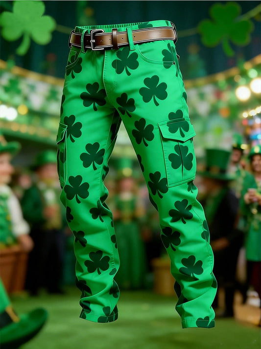 Men's St. Patrick's Day Shamrocks Print Casual Pants