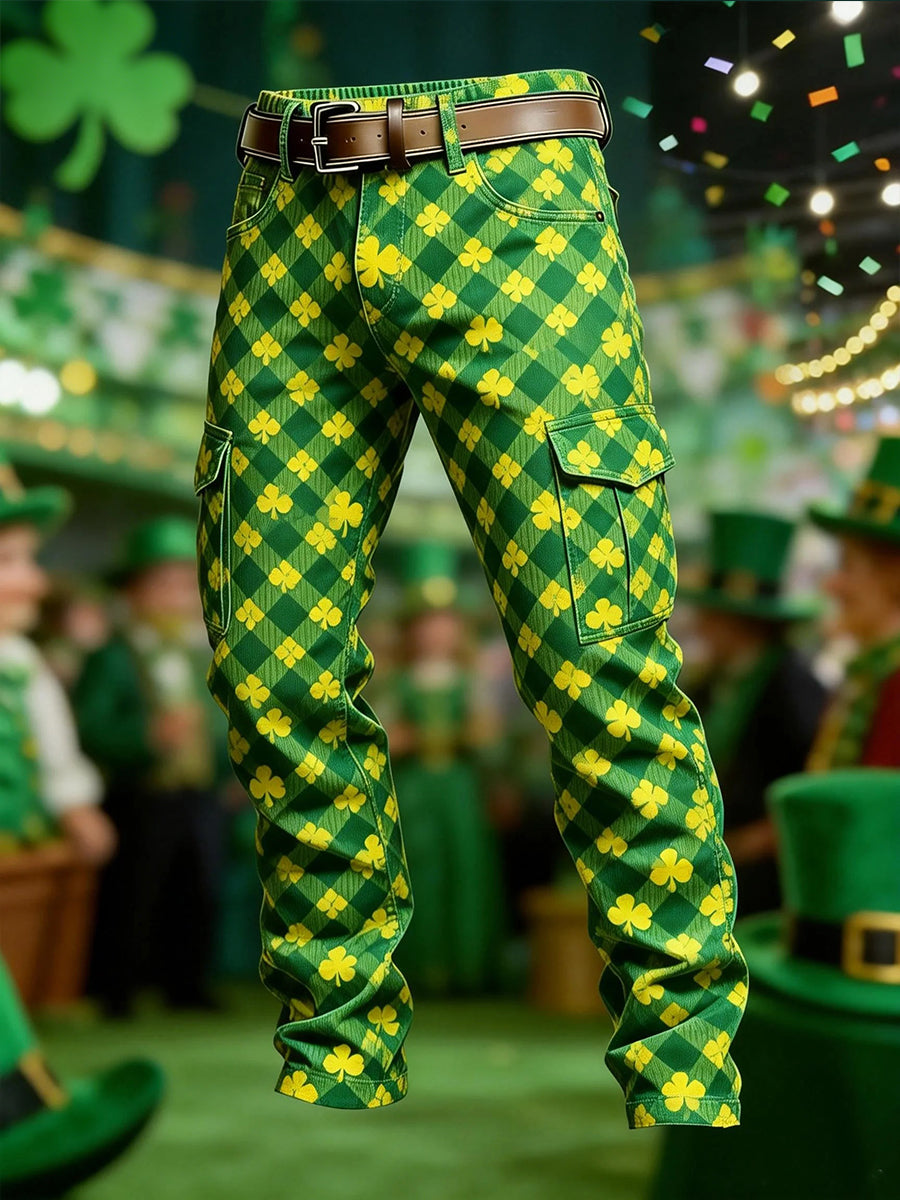 Men's St. Patrick's Day Shamrocks Print Casual Pants
