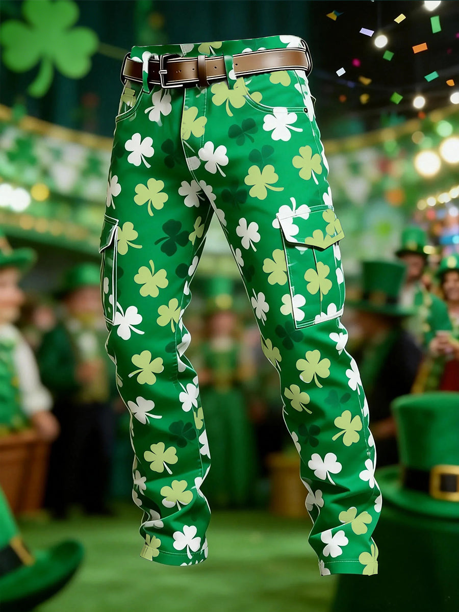 Men's St. Patrick's Day Shamrocks Print Casual Pants