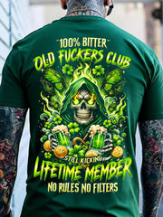 Men's St. Patrick‘s Day 100% Bitter Old Fuckers Club Printed T-shirt