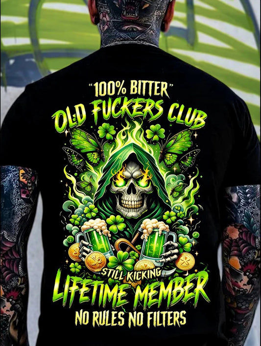 Men's St. Patrick‘s Day 100% Bitter Old Fuckers Club Printed T-shirt