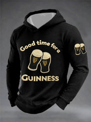 Men's St. Patrick's Day Good Time For A Guinness Print Casual Waffle Hoodie