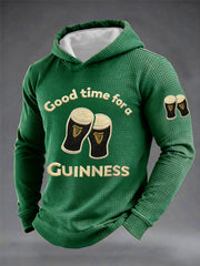 Men's St. Patrick's Day Good Time For A Guinness Print Casual Waffle Hoodie