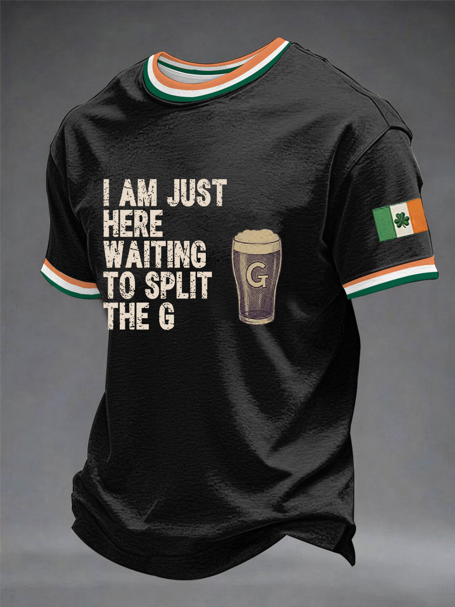 Men's Funny St Patricks Day Shamrock Split the G Short Sleeve T-shirt