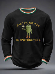 Men's Funny St Patrick’s Day Irish Frog Split the G Waffle Long Sleeve T-Shirt