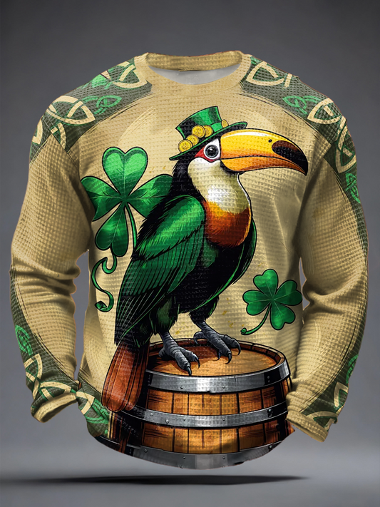 Men's St. Patrick'S Day Printed Waffle Long Sleeve T-Shirt