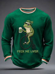 Men's Funny St Patrick’s Day Irish Frog Feck Me Liver Waffle Long Sleeve T-Shirt