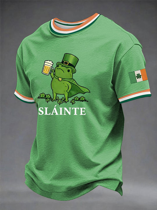 Men's Funny St Patricks Day Beer Shamrock  Short Sleeve T-shirt