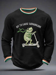 Men's Funny St Patrick’s Day Irish Frog Waffle Long Sleeve T-Shirt
