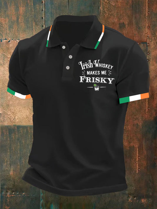 Men's St. Patrick's Day Irish Whiskey Makes Me Frisky Printed Shirt