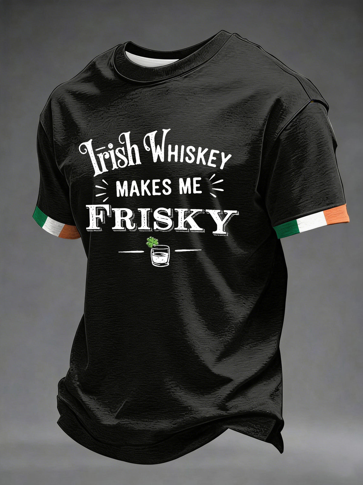 Men's St. Patrick's Day Irish Whiskey Makes Me Frisky Printed T-shirt