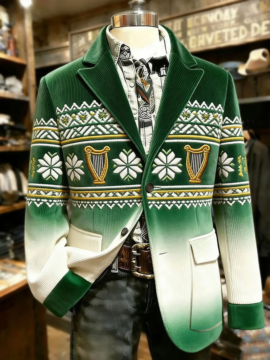 Men's St. Patrick's Day Shamrocks Print Casual Suit