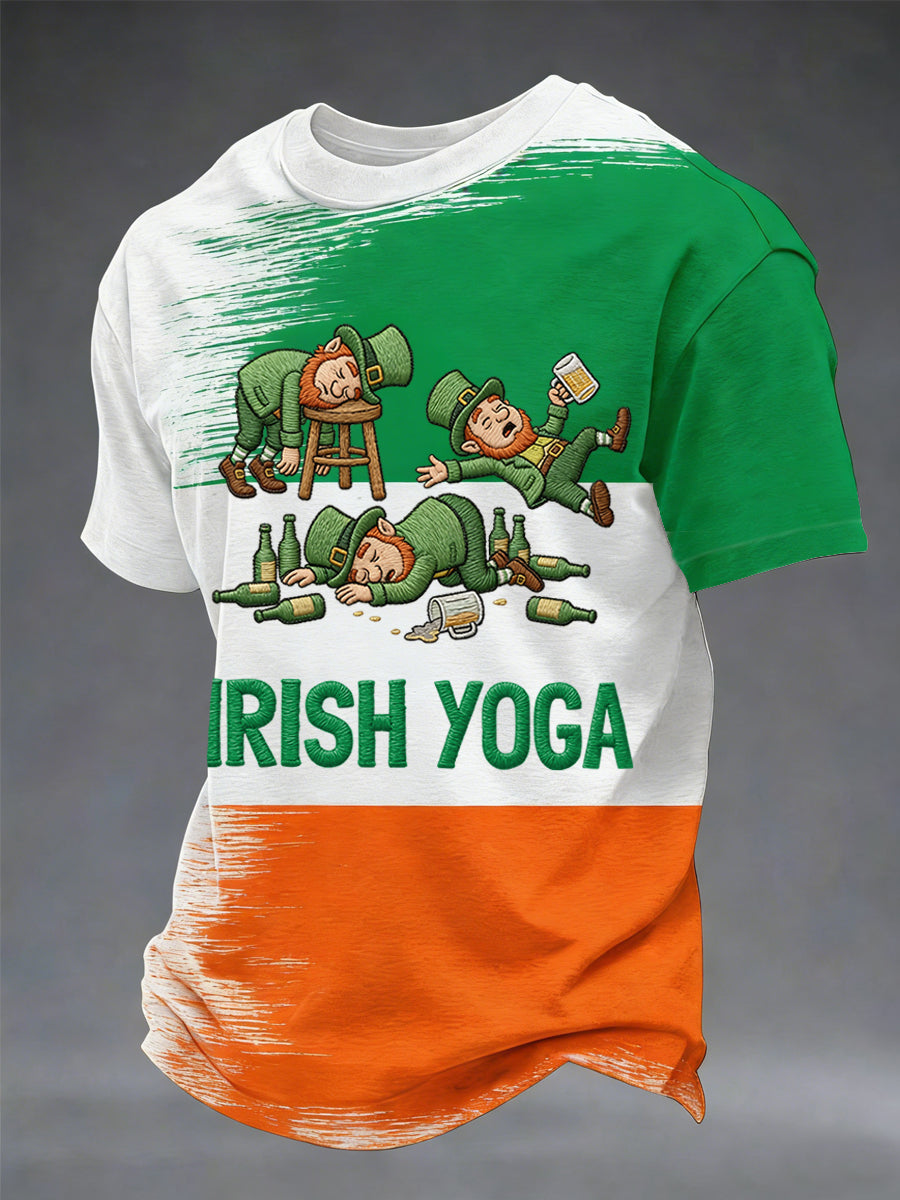 Men's Funny St. Patrick's Day Irish Yoga Print Casual Tee