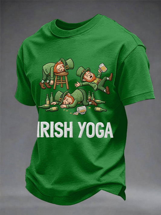 Men's Funny St. Patrick's Day Irish Yoga Print Casual Tee
