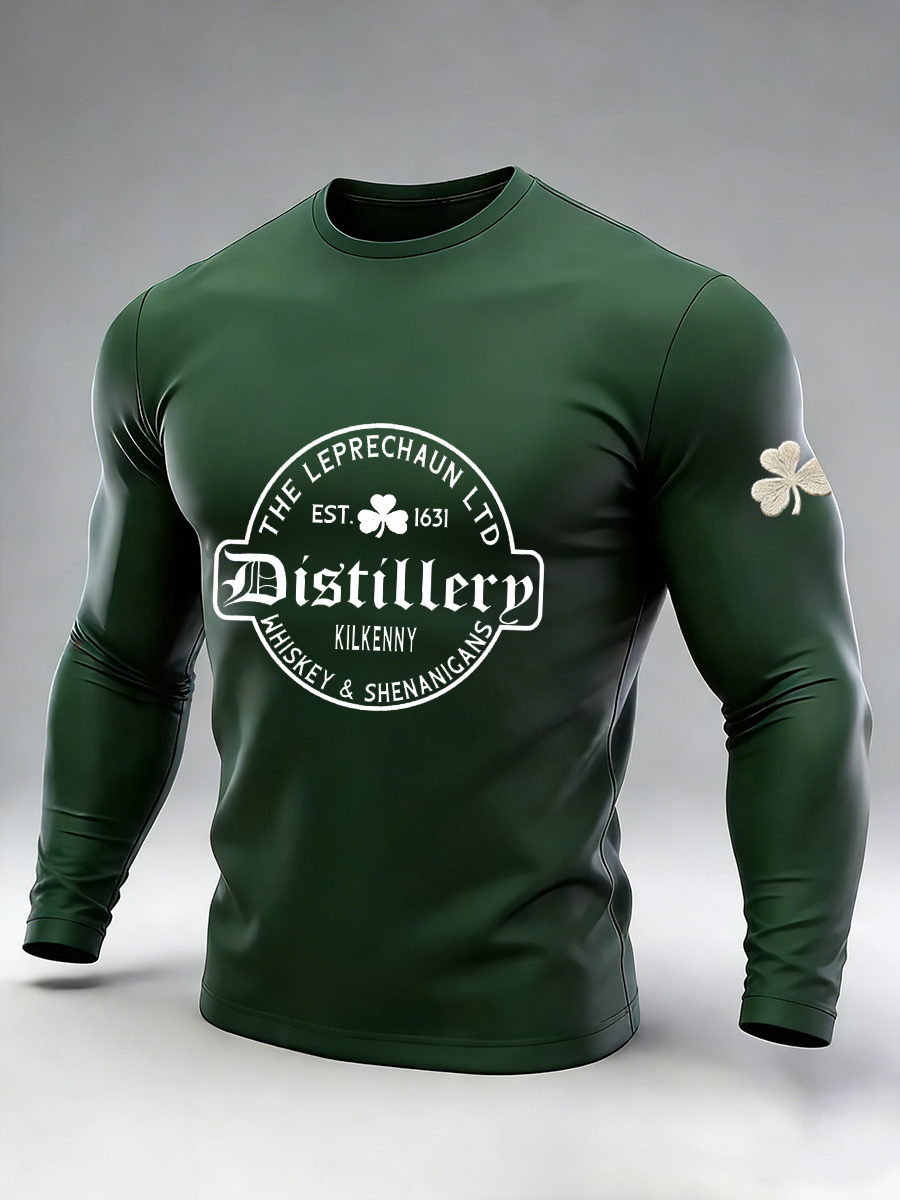 Men's Leprechaun Distillery Long Sleeve Round Neck T-shirt
