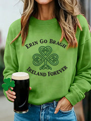 Women's Erin Go Bragh Ireland Forever Celtic Knot Shamrock Print Casual Sweatshirt