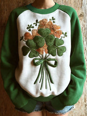 Women's St Patricks Day Shamrock Art Print Raglan Sleeve Sweatshirt