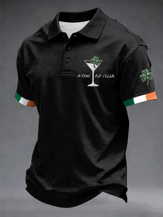Men's St. Patrick's Day A Tini Bit Irish Shamrock Art Print Short Sleeve Top
