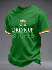 Unisex Funny St. Patrick's Day Drink Up Bitches Print Casual Tee