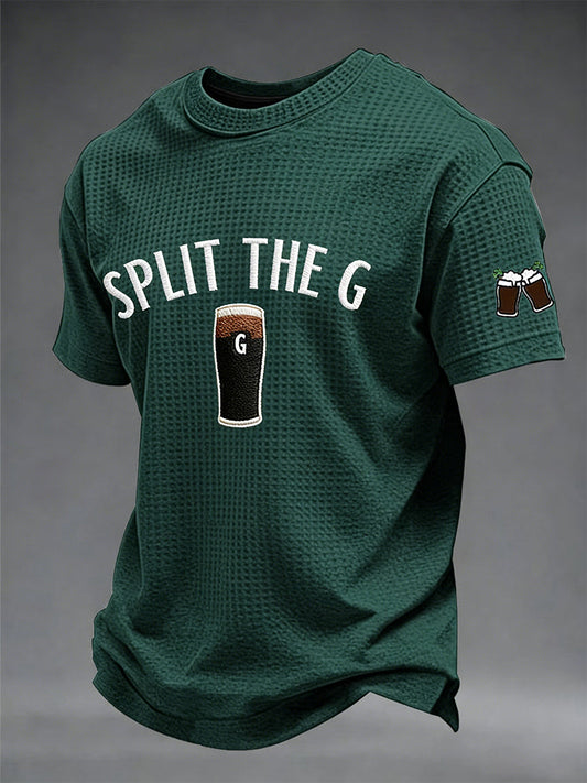Men's St. Patrick's Day Split the G Printed Waffle Short Sleeve T-Shirt