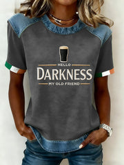 Women's Hello Darkness My Old Friend Patchwork Top