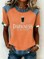 Women's Hello Darkness My Old Friend Patchwork Top