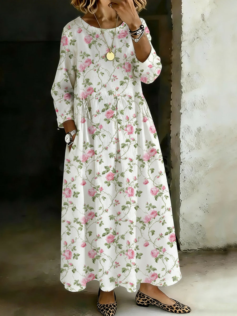 Women's Floral Print Casual Long Sleeve Dress