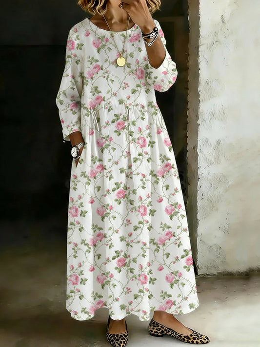 Women's Floral Print Casual Long Sleeve Dress