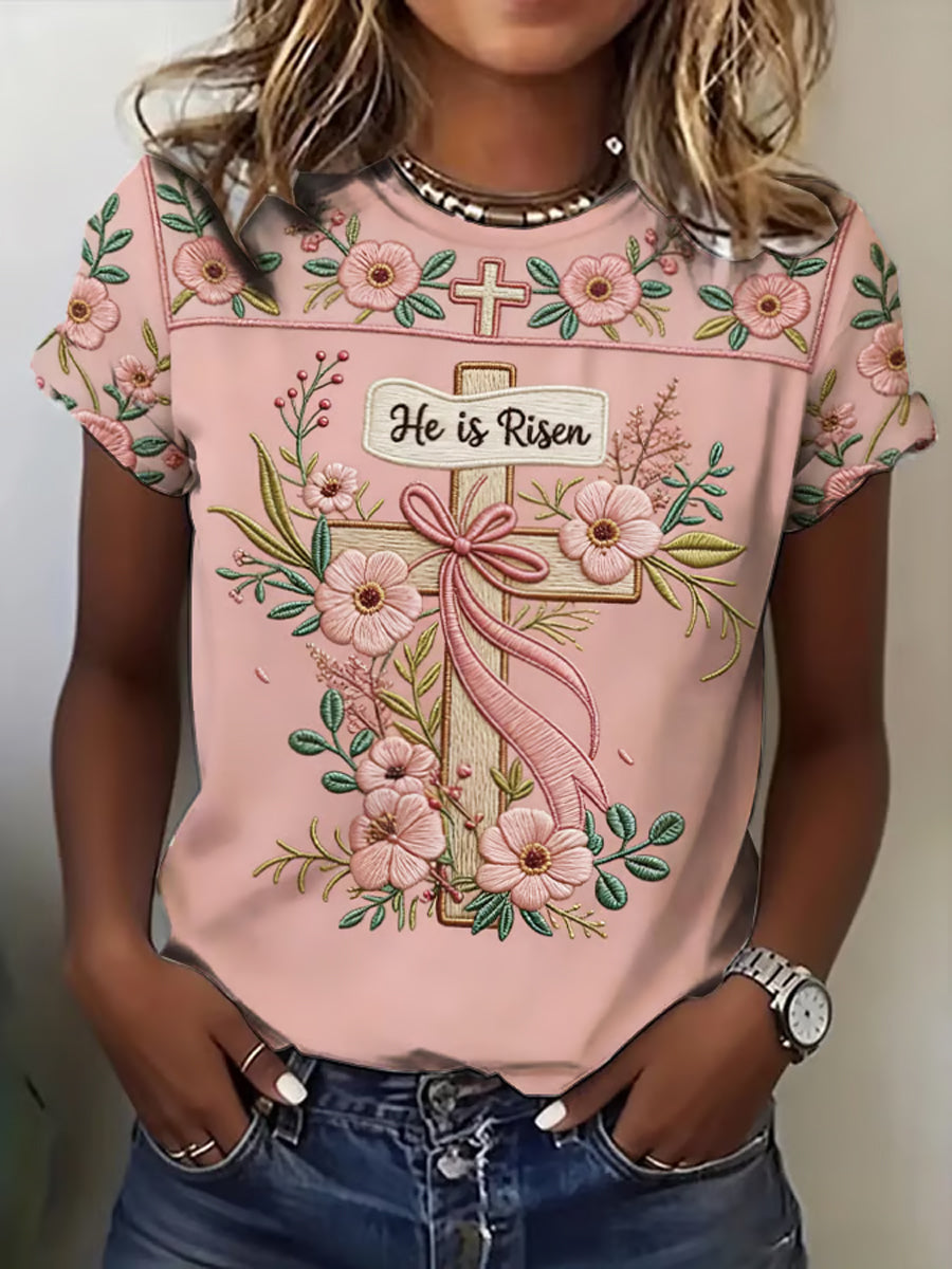 Women's Plants Flowers Faith Printed T-shirt