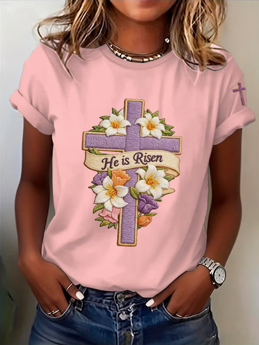 Women's Faith Plants Flowers Printed T-shirt