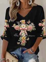 Women's Plants Flowers Faith Print Casual T-shirt