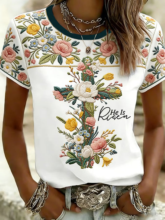 Women's Plants Flowers Faith Printed T-shirt